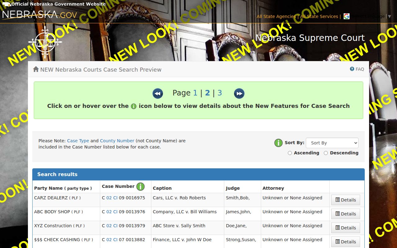York civil docket official JUSTICE search results example, 1280 by 800 pixels