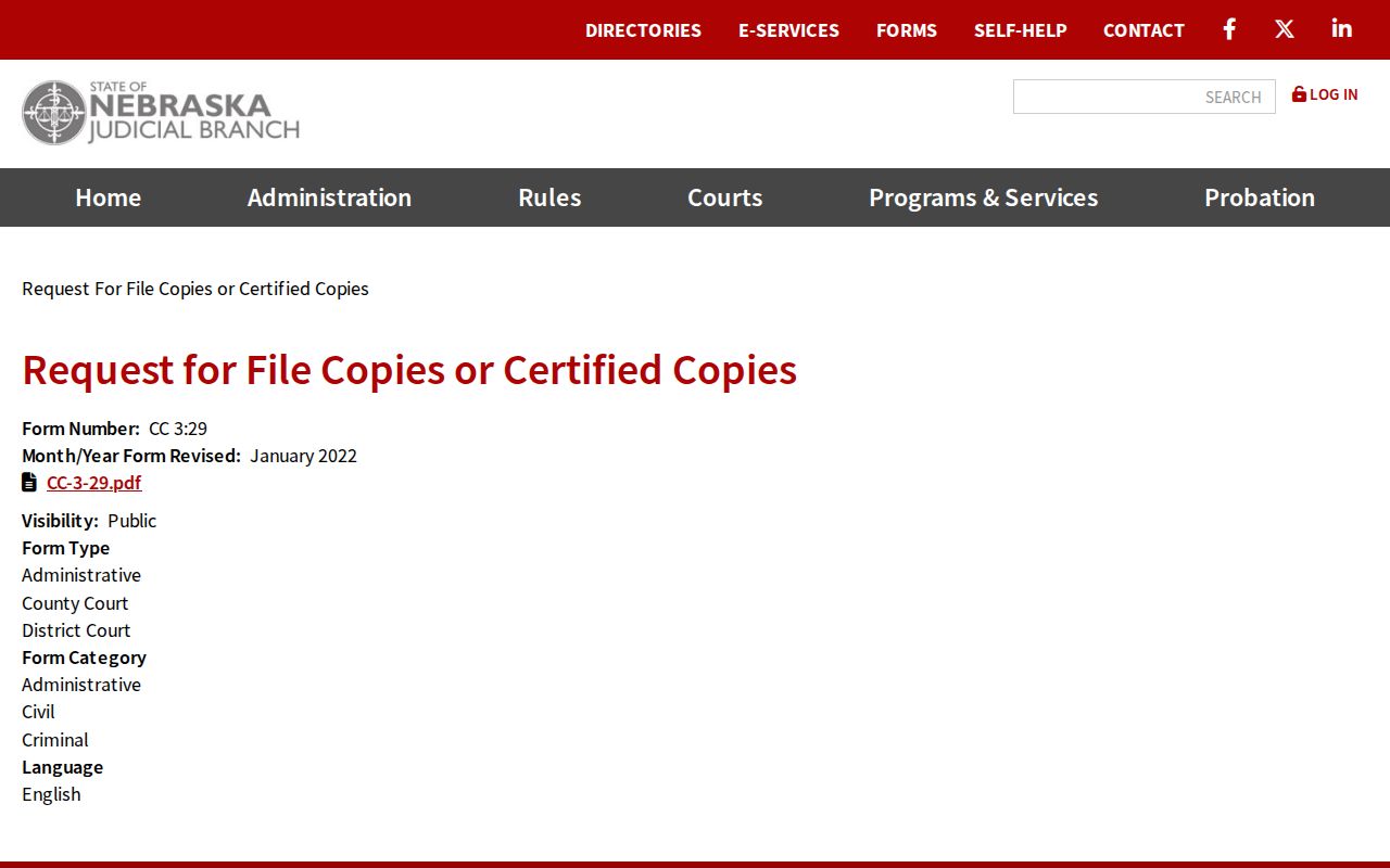 York County court record certified-copy request page