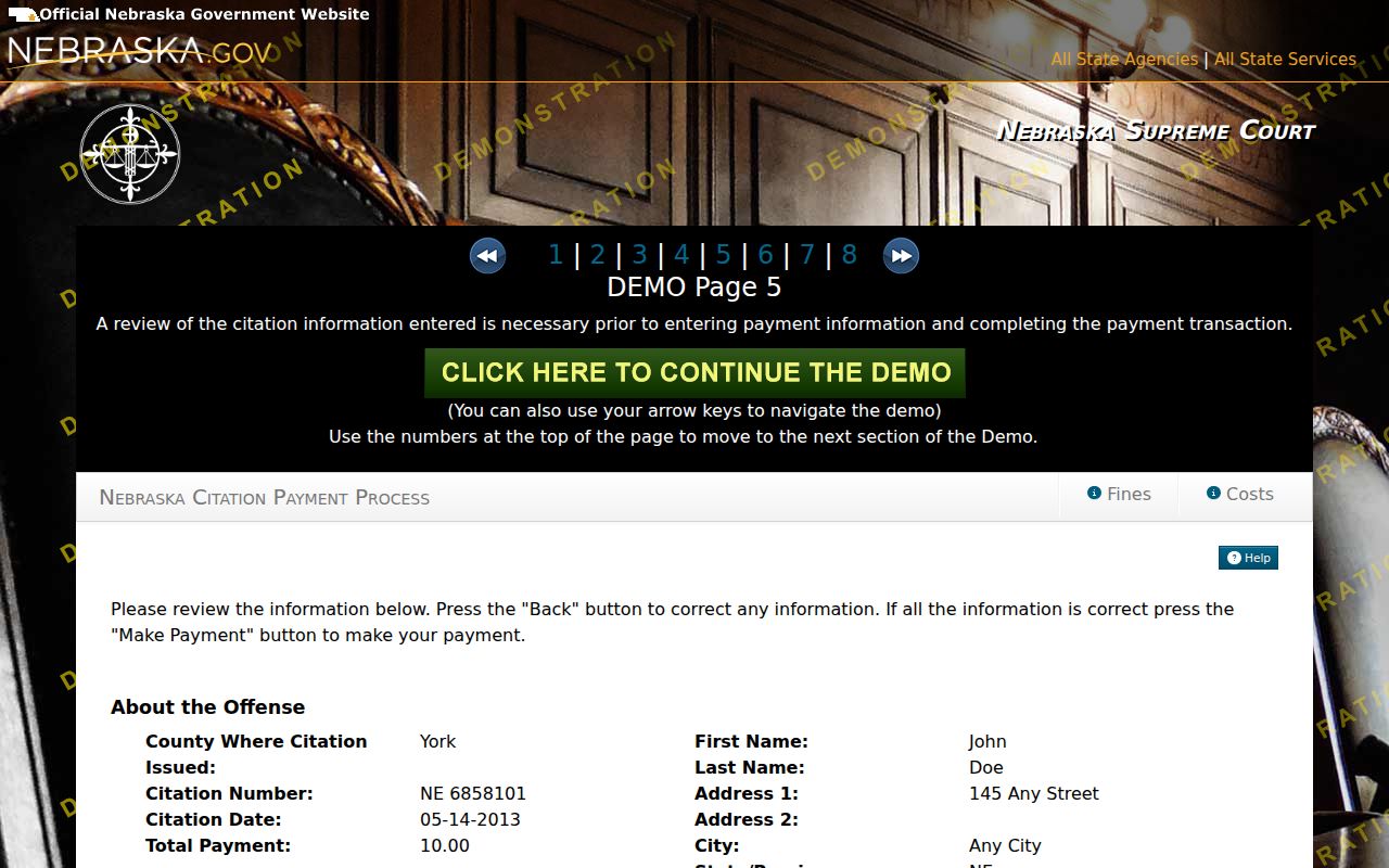 Henderson court docket official citation payment demonstration, 1280 by 800 pixels