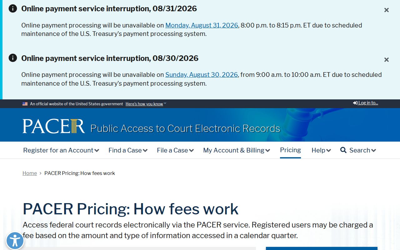 McCool Junction court record federal PACER pricing information