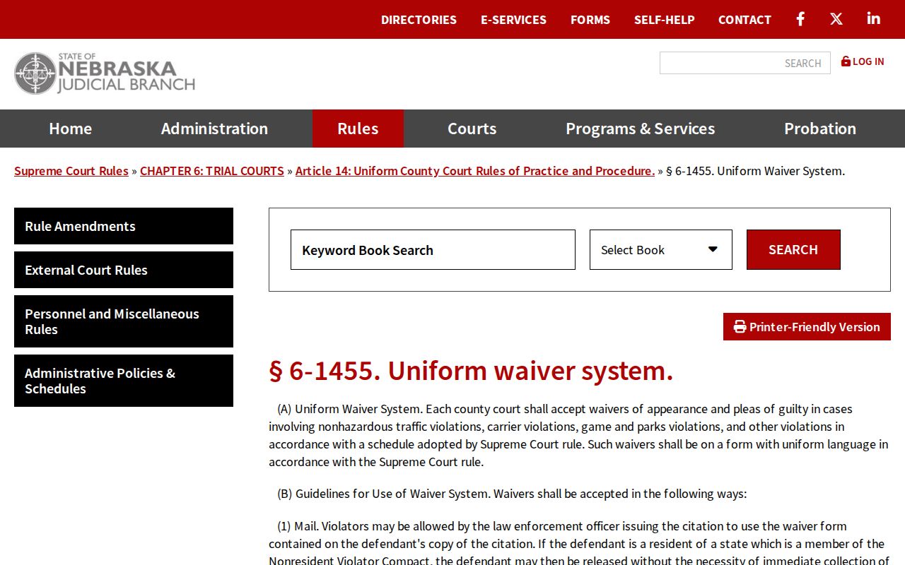 York County traffic court record waiver-system rule