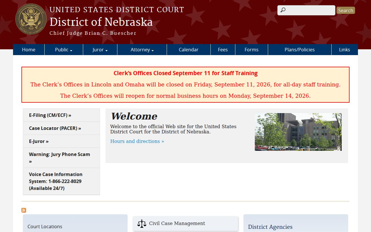 Waco court docket District of Nebraska federal court information