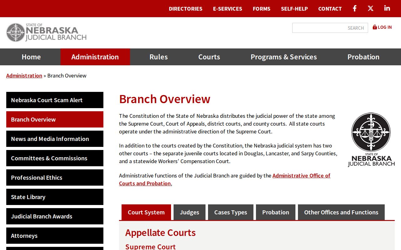 York County court docket Nebraska Judicial Branch court structure